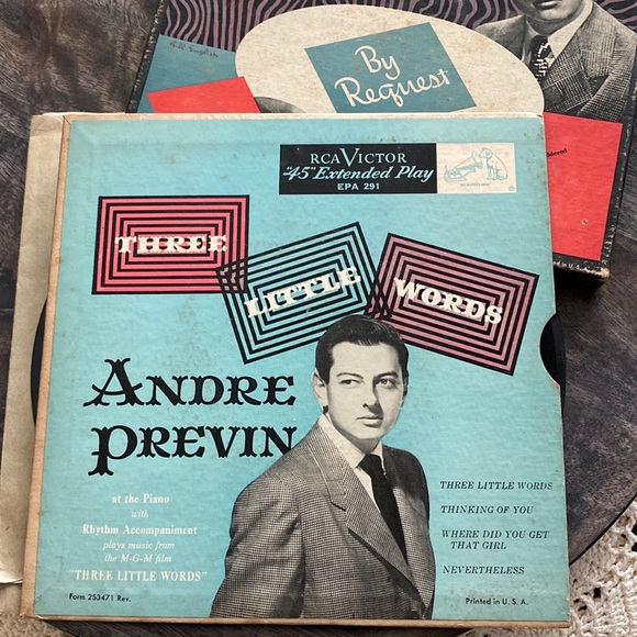 Vtg 45 rpm records ANDRE PREVIN by request three little words decor or vinyl art - Picture 3 of 9